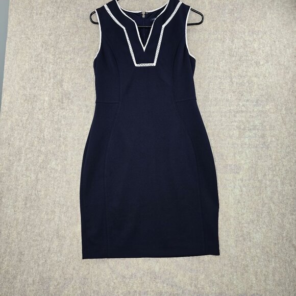 Tommy Hilfiger Womens Navy Sheath Dress Size 10 Polyester Blend Sleeveless - Picture 1 of 6